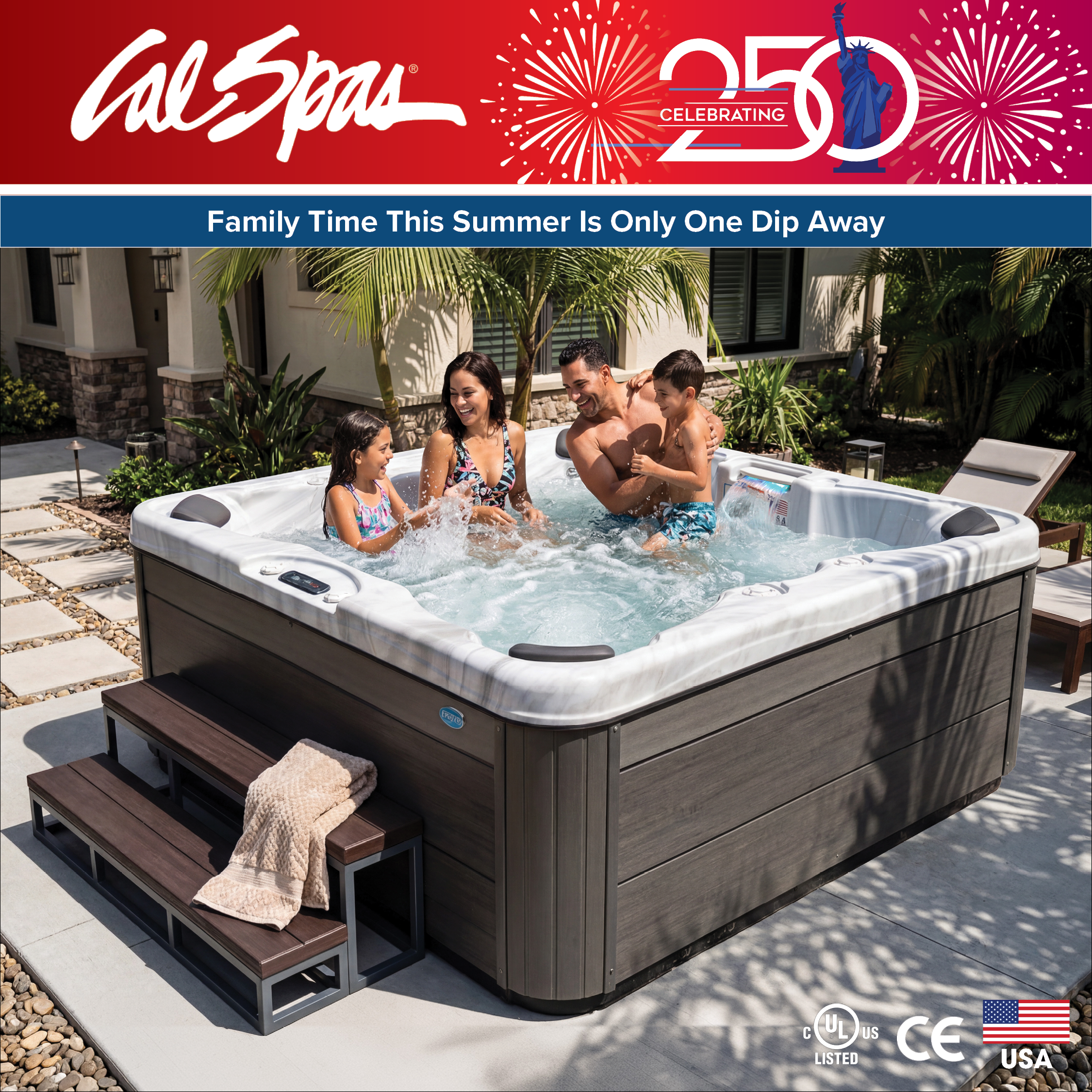 Calspas hot tub being used in a family setting - Flagstaff